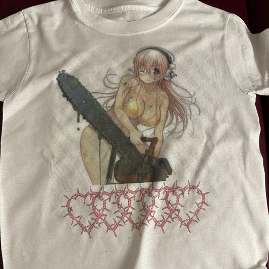Y2k Crop Top Summer Anime Print T-shirt Women Fashion Trash Slim Harajuku Fairy Punk Streetwear Vintage Goth Aesthetic Baby tee