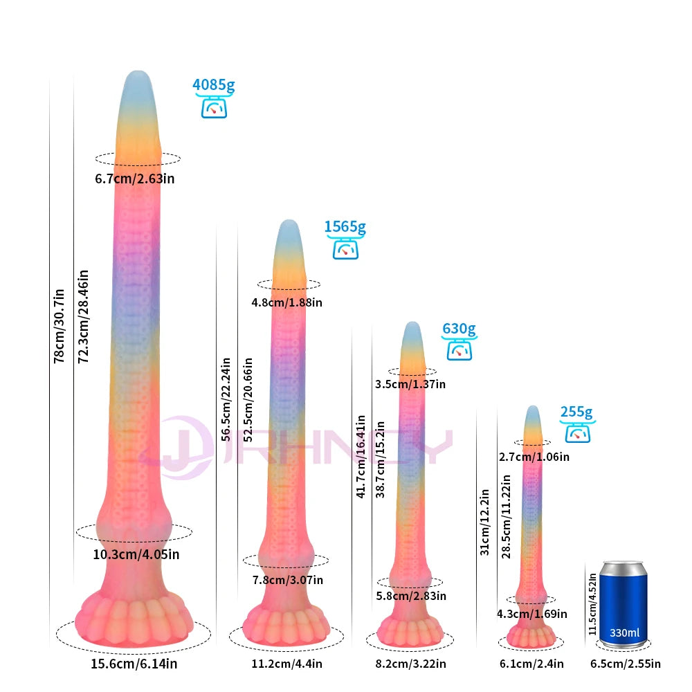 ASHBURN Super Huge Luminous Long Butt Plug Silicone Dildo Octopus Tentacles Anal Plug Dildo, Prostate Massage, BDSM Dilatador, 33"
