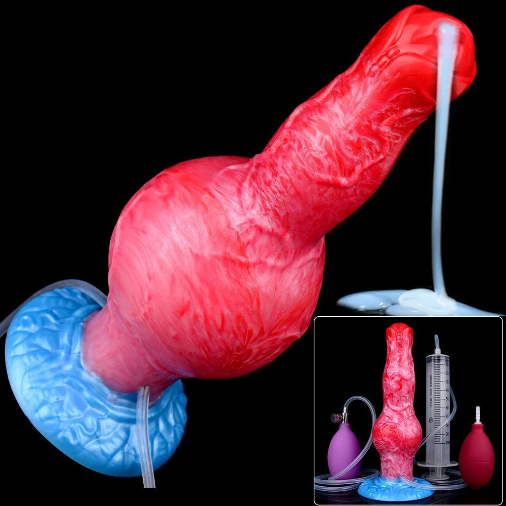 ASHBURN Squirting-Inflatable Fantasy Knot Dildo for Women Men with Quick Release Valve Stretch