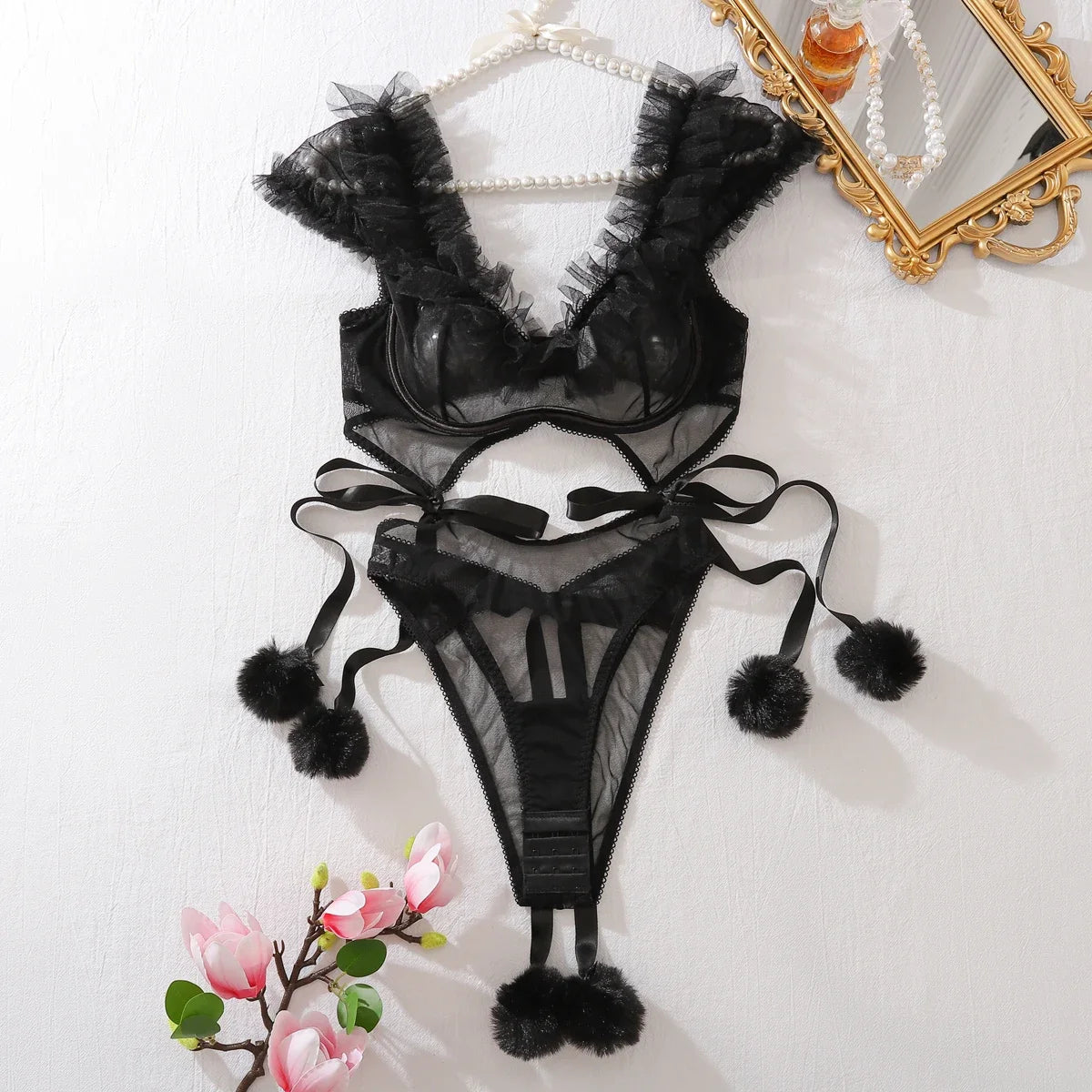 Toucheart Sexy Adult Lingeries Hot Bodysuit See Through Baby Dolls Ladies Ruffled Sissy Lingerie To Catch Daring Adult Costume