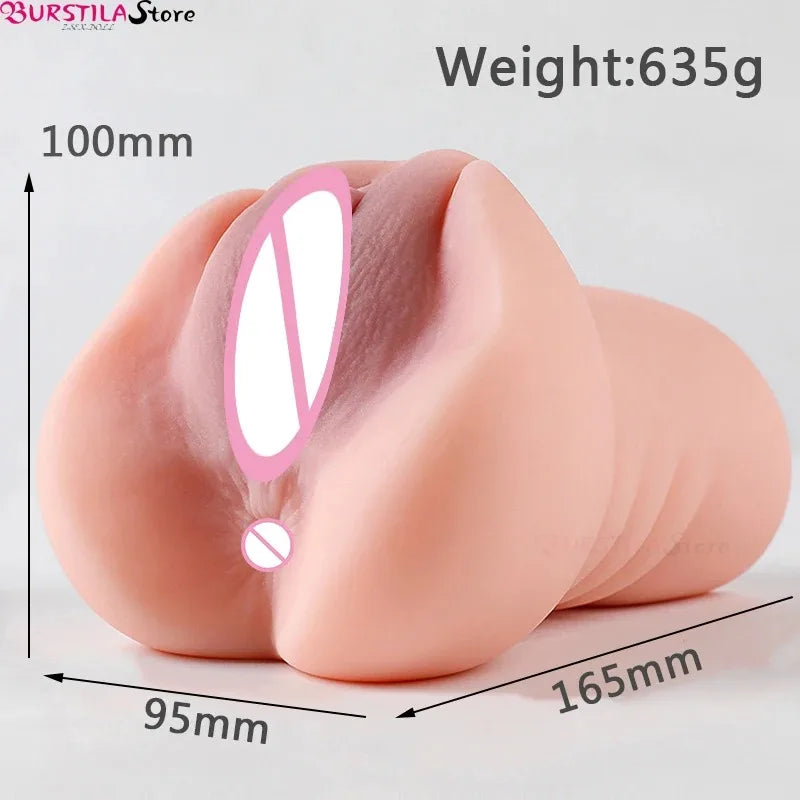 Lifelike Vagina Sex Toy 2 in 1 Silicone Toys Male Masturbation Cup 18+ Xxx Pocket Pussy Penis Exerciser Anal Sex Toys 18+