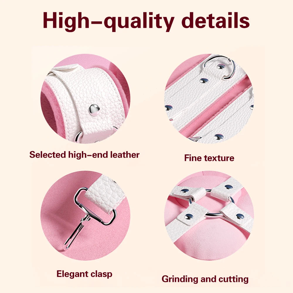 Exotic Bed Bondage Set BDSM Kits Exotic Sex Toys For Adults Games Leather Handcuffs Whip Gag Nipple Clamps Women Sex Products