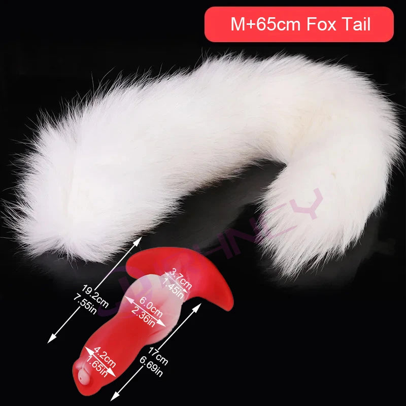 Dog Anal Plug with Tail BDSM Adult Sex Game Cosplay 18+ Anal Dildos for Women Men Silicone Soft Butt Plug Gay Sex Toys for Party