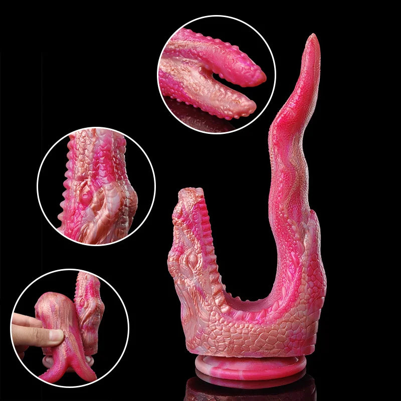 Ashburn Double monster With Suction Cup Realistic Dragon Tongue