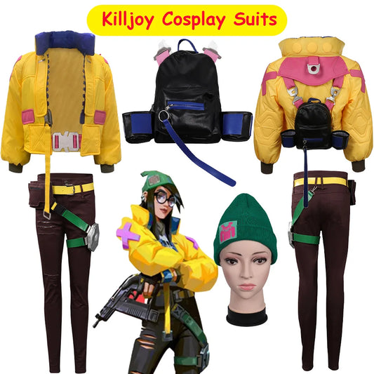 Killjoy Cosplay Jacket Bag Pants Hat Belt Costume Game Valorant Women Roleplay Suit Halloween Carnival Party Disguise Clothes