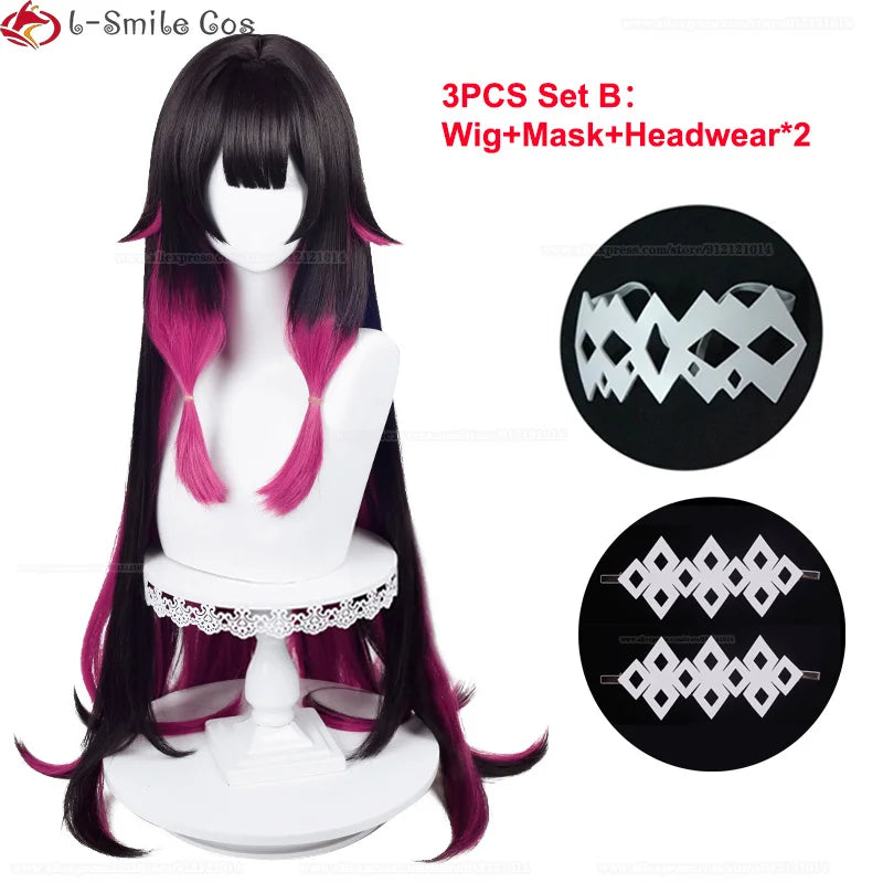 Game Fatui Cosplay Columbina Wig 105cm Long Gradient Heat Resistant Synthetic Hair Anime Party Wigs + Wig Cap