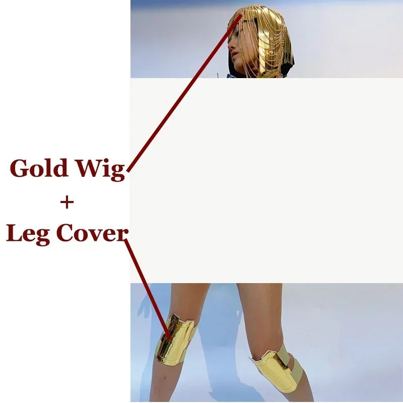 ASHBURN™ Mirror Goddess Set – 3 Piece Gold or Silver Armor Bra + Skirt + Wide-Leg Leg Covers | Festival Dancewear