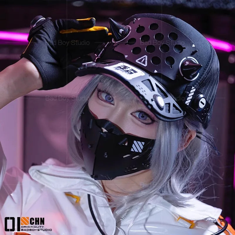 Game Cyberpunk Cosplay Mask  Accessories Women Sci-fi mechanical mechs Mask Hand Armor Cosplay Props Halloween