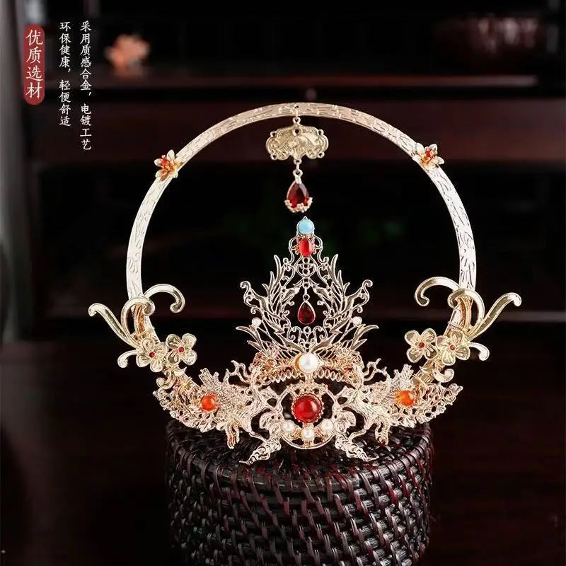 Heavenly Officials Bless Crown Prince Joy God Yue Shen's Wedding Dress Hair Crown Xie Lian Hair Crown Cosplay Han Fu Halloween