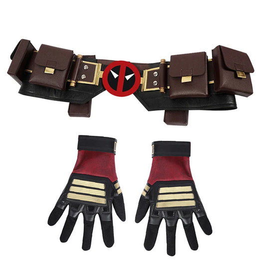Deluxe Deadpool Cosplay Waist Belts Costume Wade Winston Wilson Roleplay Hand Gloves Leg Bags Halloween Party Carnival Props