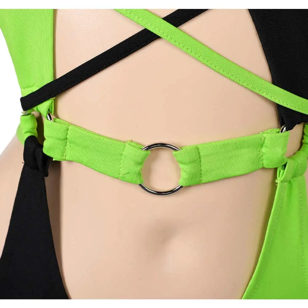 Female Shego Cosplay Costume Lingerie Women Girls Sexy Outfit Top Pants Fantasia Halloween Carnival Party Roleplay Disguise Suit