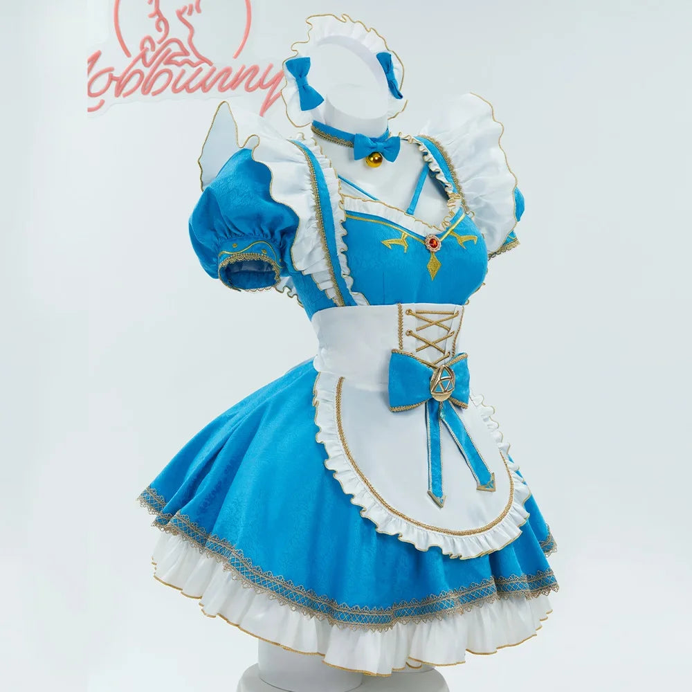 MOBBUNNY Link Princess Derivative Women Lingerie Maid Costume Dress with Apron Sleeves Cosplay Costume