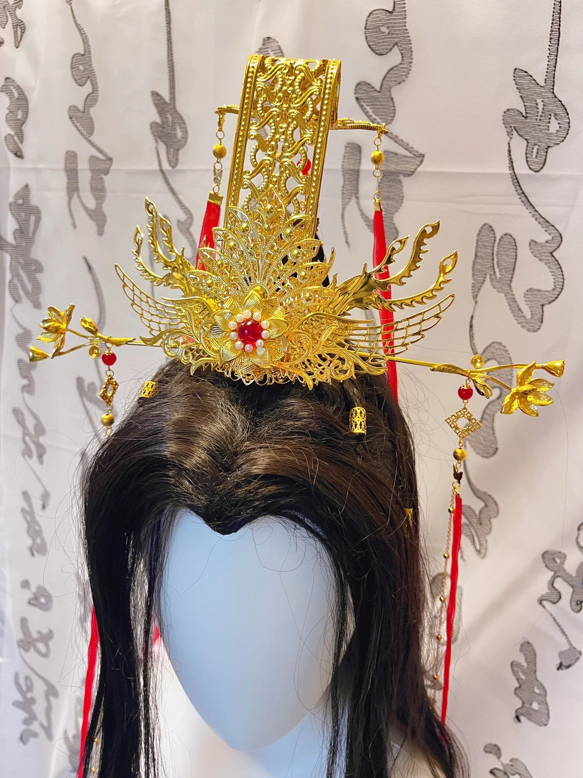 Heavenly Officials Bless Crown Prince Joy God Yue Shen's Wedding Dress Hair Crown Xie Lian Hair Crown Cosplay Han Fu Halloween