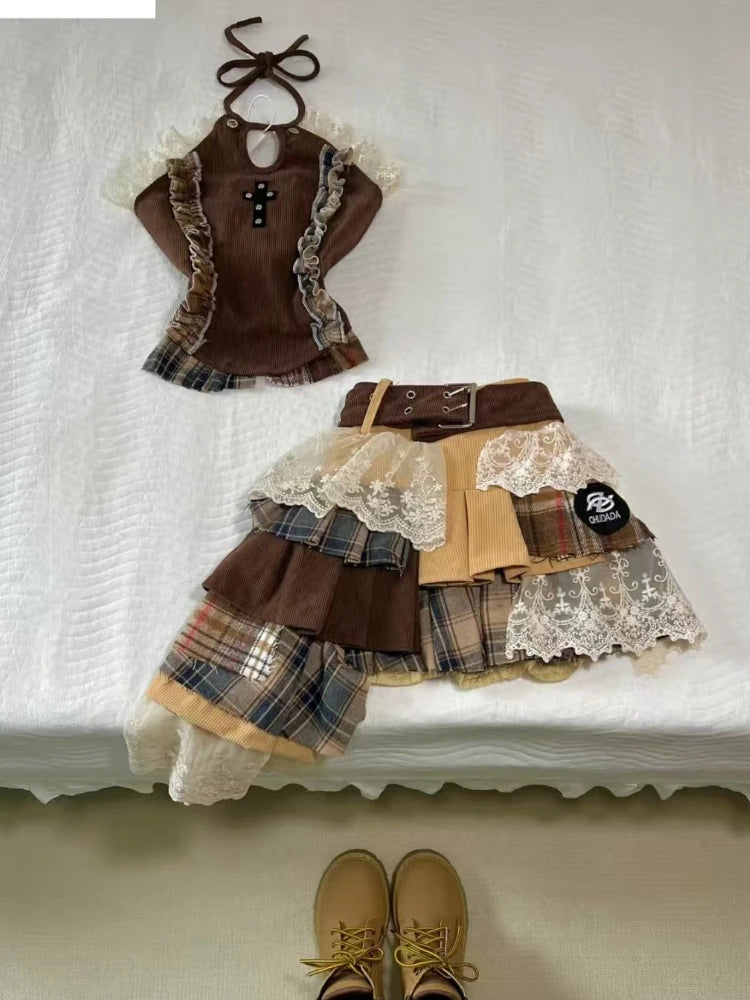 2025 ASHBURN™ Gothic Sweetheart Mini Set – Strapless Dress + Slim Zipper Pant Combo (2-Piece Look)