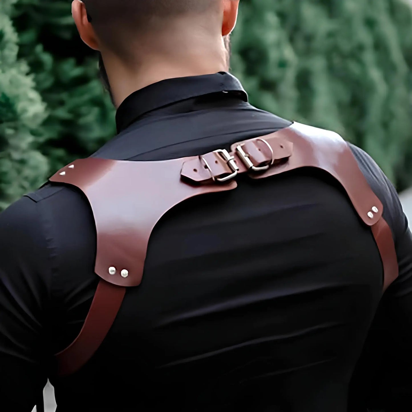 Men Fashion Studded Decor Gothic Punk Leather harness Vest With Studs Suspenders Belt Shoulder Strap Clothing Accessories