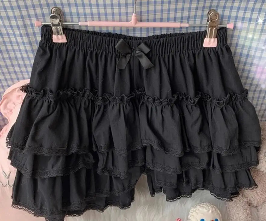 Kukeita Harajuku Kawaii Lolita Pleated Shorts Skirts Women Fairy Y2k Aesthetic Pink Cute Plush Bloomers Faldas Mujer Moda