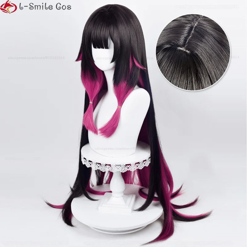 Game Fatui Cosplay Columbina Wig 105cm Long Gradient Heat Resistant Synthetic Hair Anime Party Wigs + Wig Cap