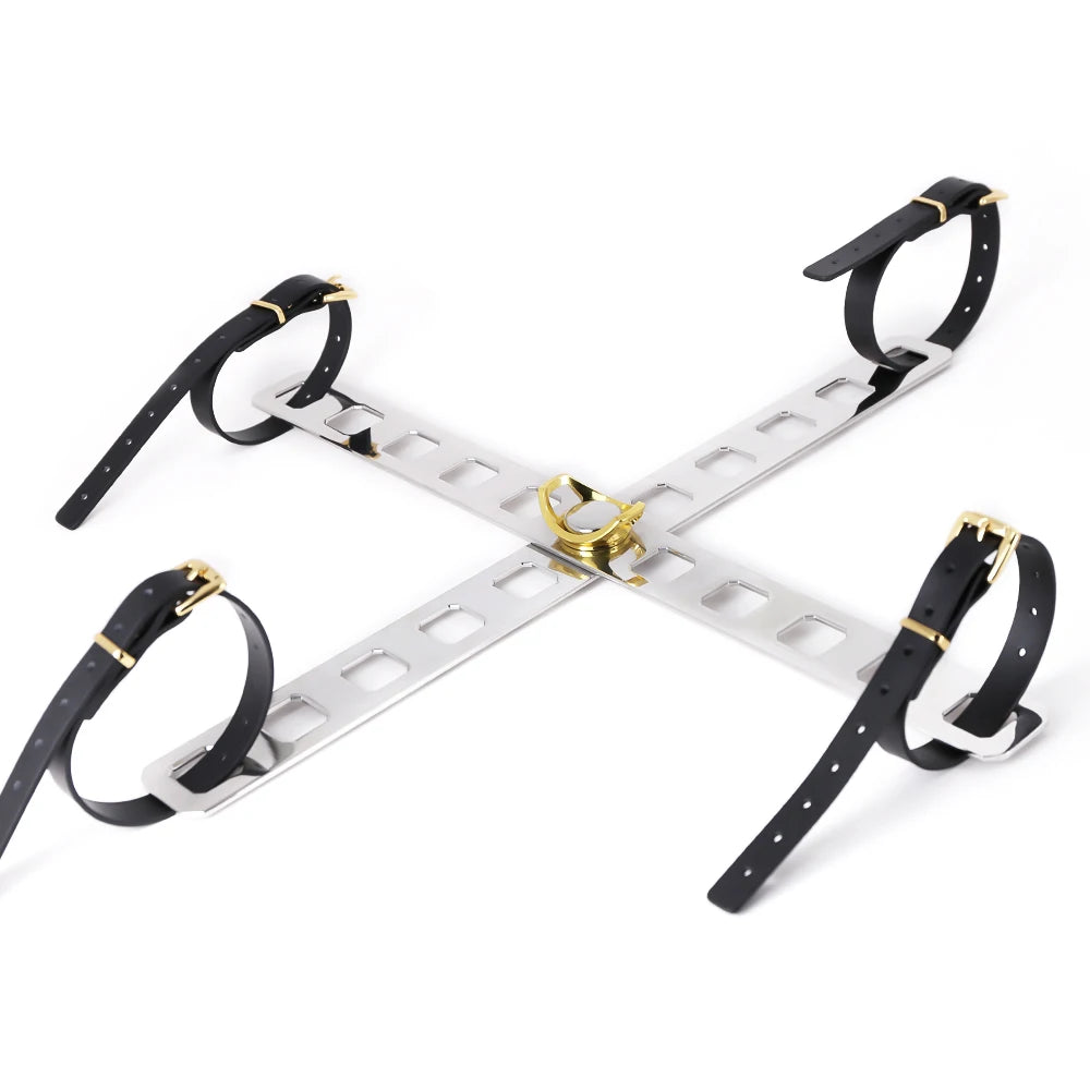 BDSM Bondage Set Stainless Steel Adjustable belts Handcuffs Ankle Cuffs Fetish Restraints sextoy Sensual games for couple
