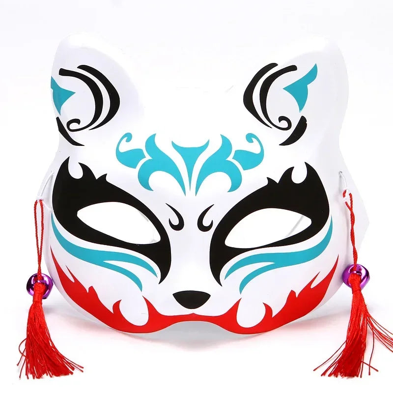 Fox Mask Japanese Cosplay Mask Half Face PVC Kabuki Kitsune Masks Masquerade Anime Cosplay Cat Mask Rave Festivals Party Props