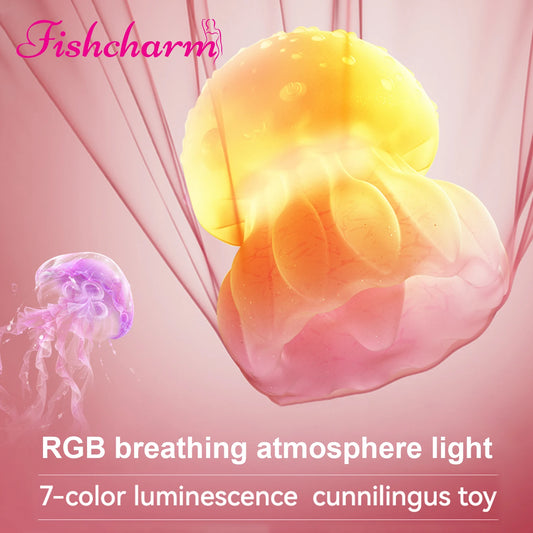 Tongue Licking Vibrator 10 Modes Vibration LED Rainbow Color Jellyfish Vibrator Nipple Clitoral Stimulator Sex Toy for Adults 18