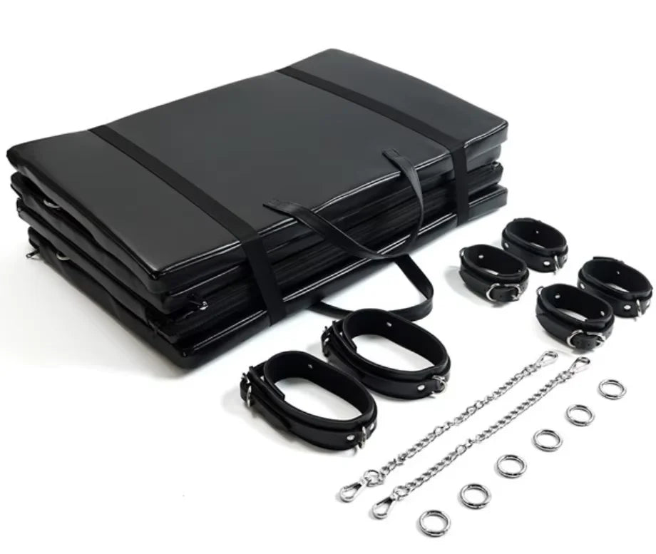 Sex Bondage Restraint BDSM Sex Furniture PU Leather Fetish Restraints System Portable Collapsible Sex Bed Sex Toys for woman