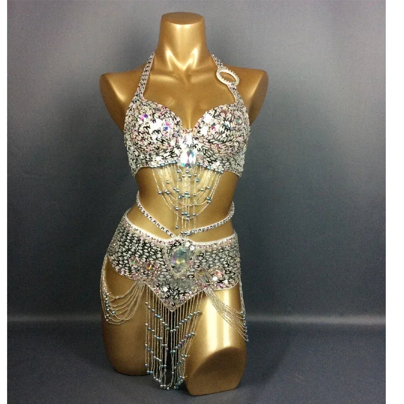 Beaded Sequins Wired bra+bottom
