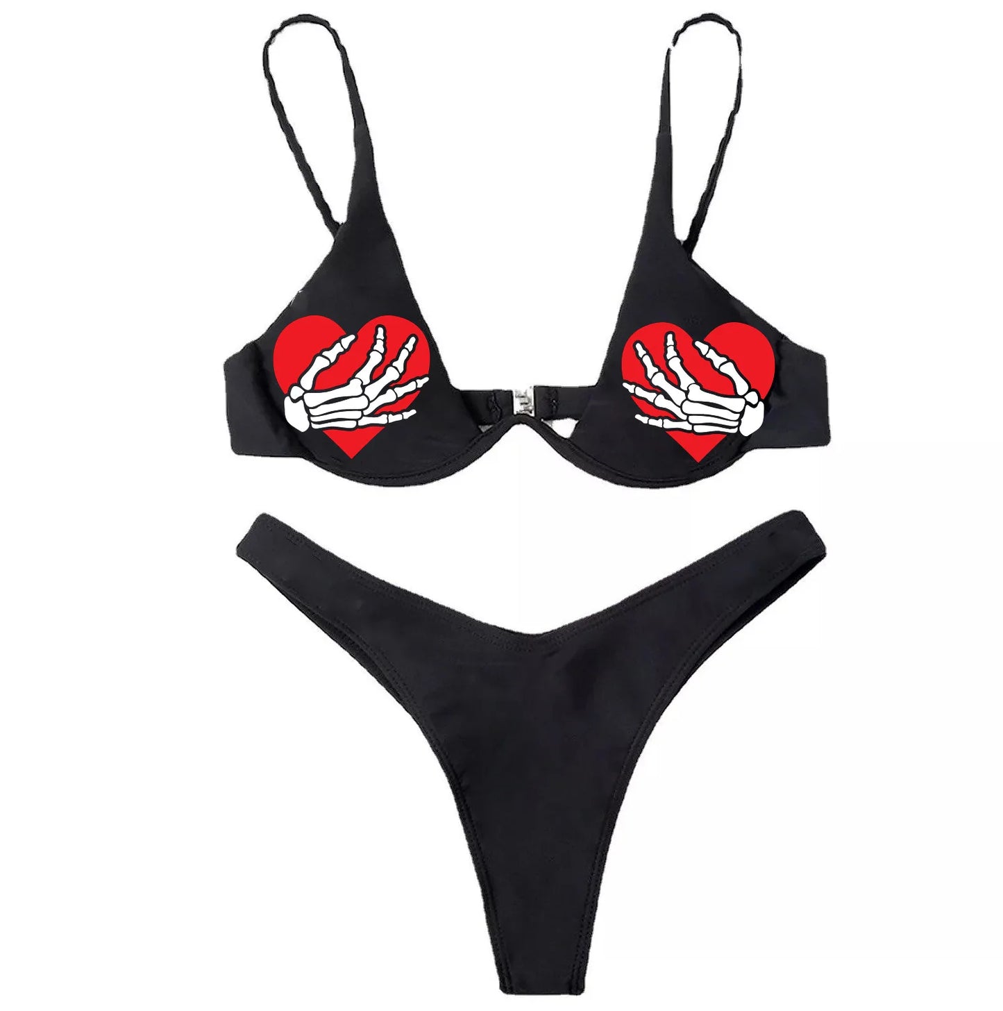 Punk Gothic Letters Print Bikinis Set Sexy Bikini