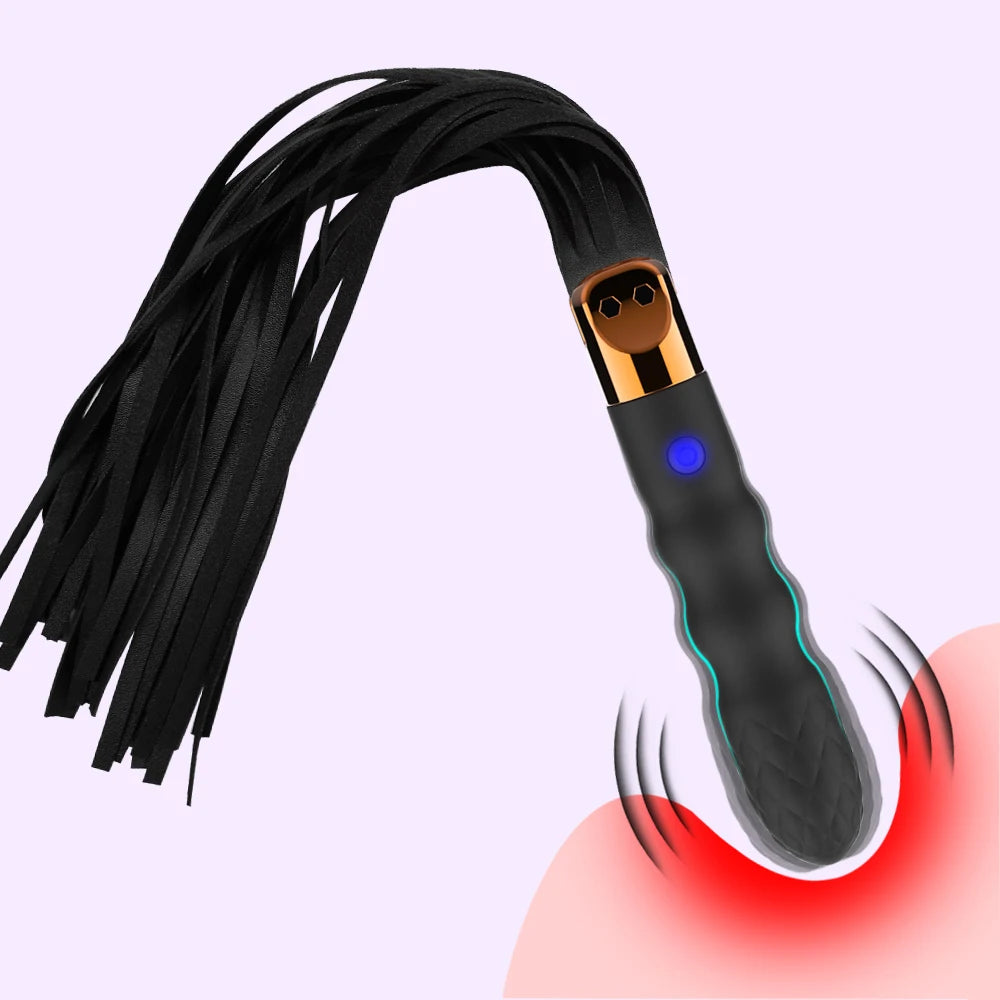Women'S G-Spot Vibrator Premium Soft Leather Women'S BDSM Adult Sex Toys  2IN1 Ergonomic Design Rechargeable Sex Whip Vibration