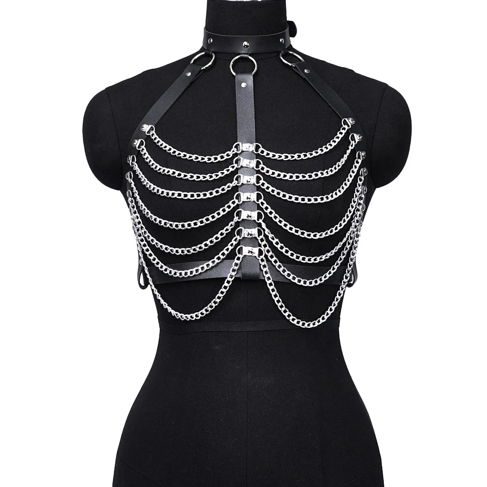 Fashion Belt Female Chest Chain Body Harness Breast Punk Belts Suspenders for Women Shaping Waistband Goth Clothing Accessories