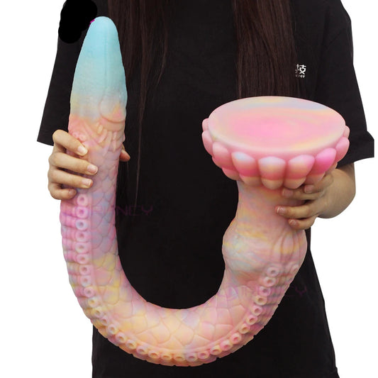 ASHBURN Super Huge Luminous Long Butt Plug Silicone Dildo Octopus Tentacles Anal Plug Dildo, Prostate Massage, BDSM Dilatador, 33"