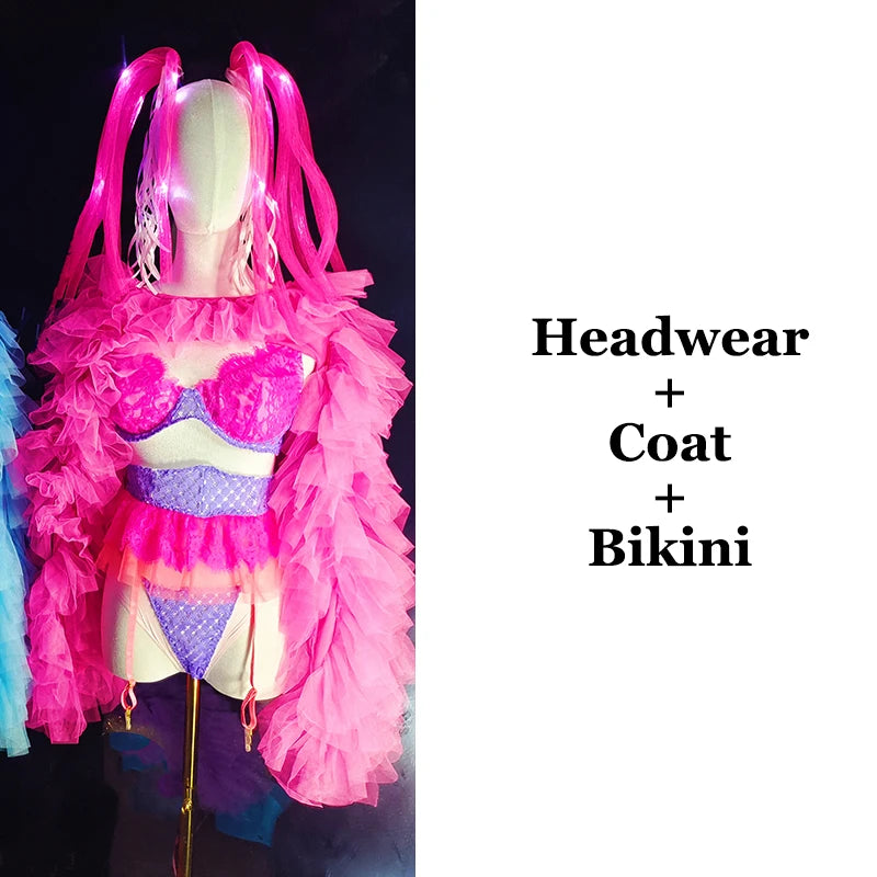Adult Nightclub Gogo Dancer Stage Clothes Sexy Bikini Rave Outfit Pole Dance Clothing Drag Queen Costume DJ DS Clubwear VDB5031