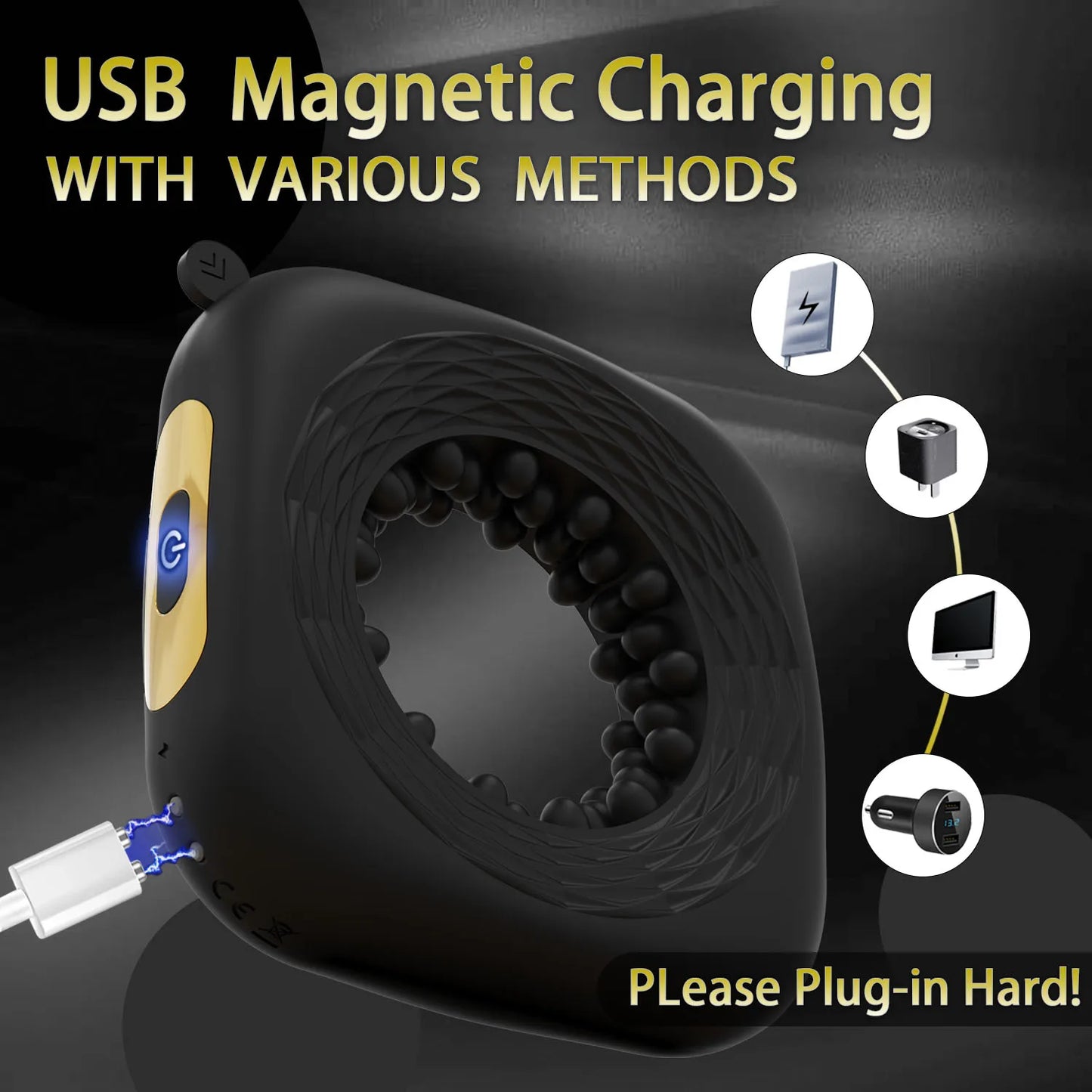 Powerful Vibrating Cock Ring for Men,Rechargeable Dual Moto Penis Ring,Penisring Sex Ring Durable Enhances Pleasure for Couples