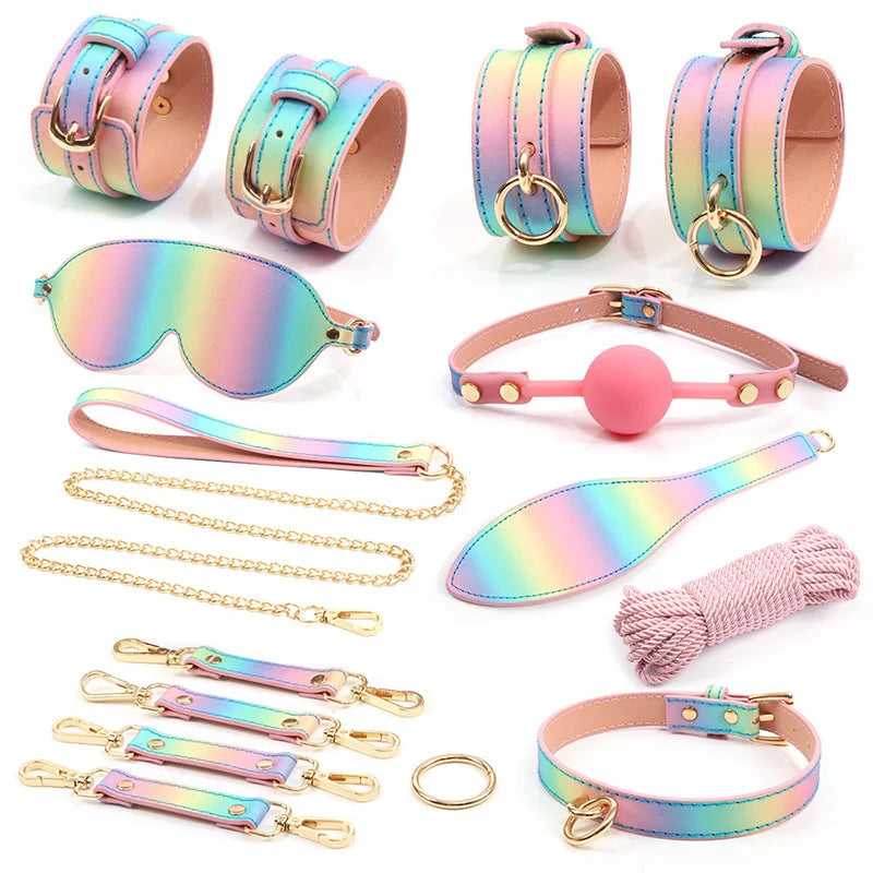 Sex Games Whip Gag Nipple Clamps Sex Toys For Couples Exotic Accessories Sexy Leather BDSM Kits Plush Sex Bondage Set Handcuffs