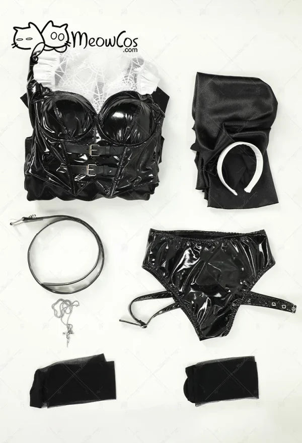 Meowcos Halloween Nun Cosplay Costume Gothic Dark Style Costume Black and White Sexy Lingerie Set