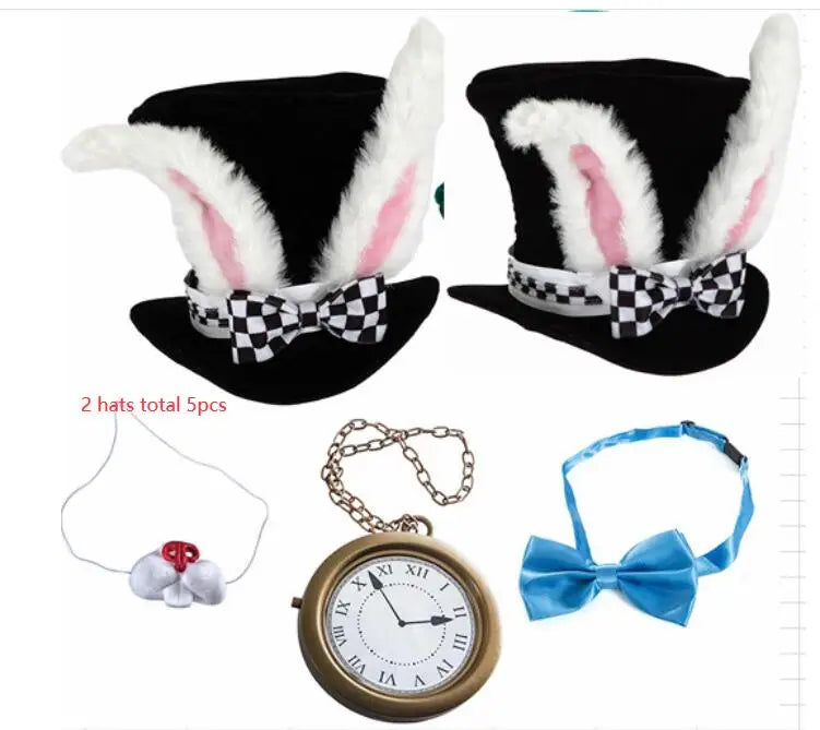 Rabbit Ear Hat Pocket Watch Stocking Bow Tie Nose Set Easter Day Ecowalson Halloween White Rabbit Hat Alice Wonderland Cosplay
