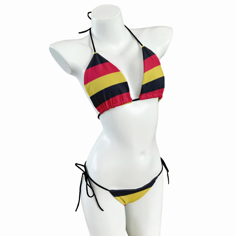 ASHBURNS Fashion flag pattern printed swimsuit sexy ladies bikini suit ladies beach swimming two-piece beach party swimming