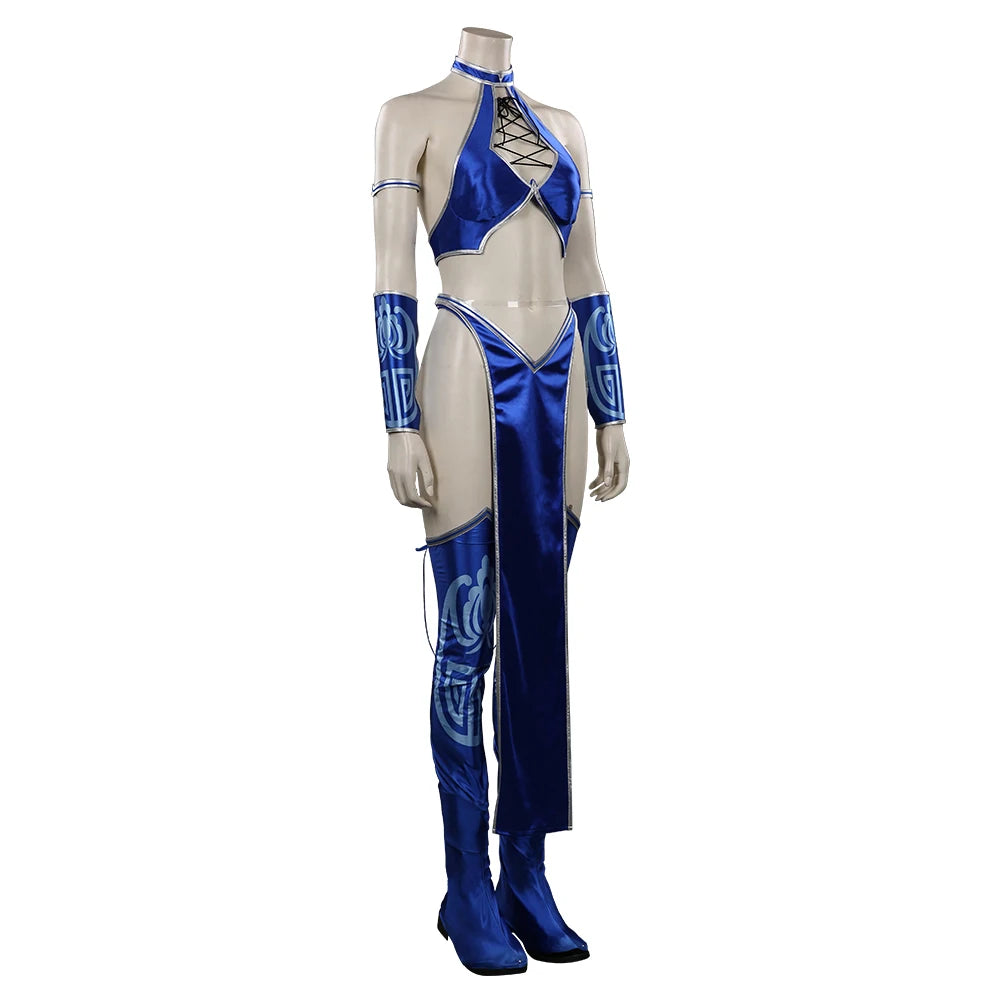 Adult Mortal Cosplay Kombat Kitana Cosplay Costume Women Bikini Top Shorts Mask Outfits Halloween Carnival Party Suit