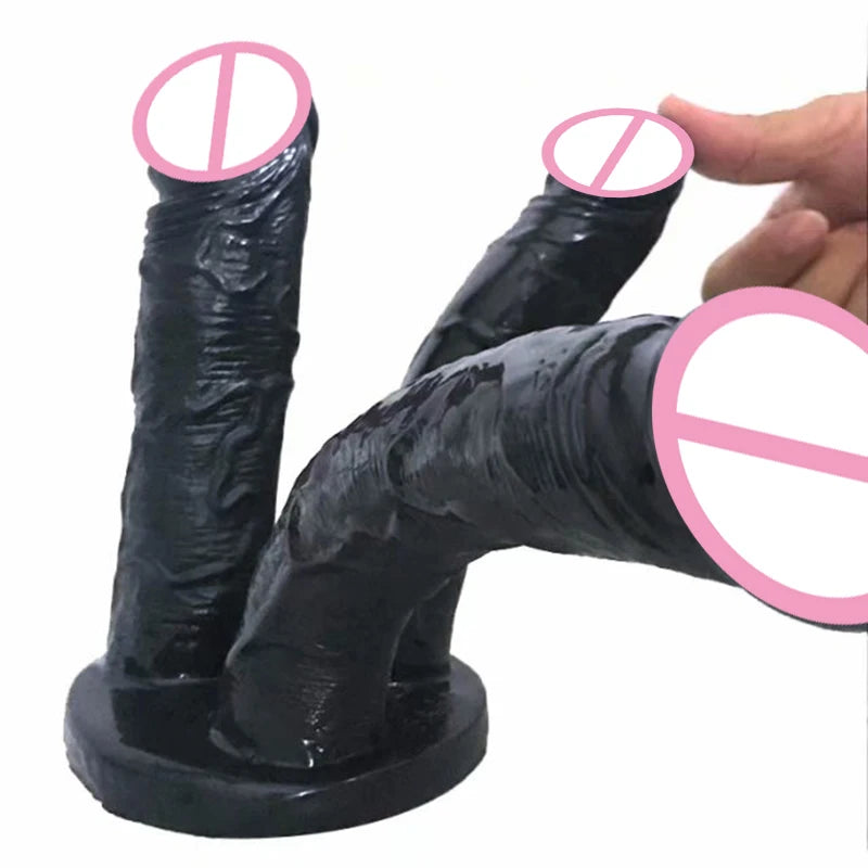 ASHBURN Three-headed FROCKING Penis Flesh Color Thick Dildo Anal Plug Vagina Stimulate Anus Massage Lesbian Flirt Adult Toys for Women Men