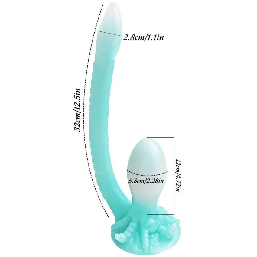 ASHBURN Luminous Anal Plug Dildo Stimulate Anus and Vagina Butt Plug Masturbator Soft Long Penis Anal Dilator Sex Toys for Women and Men