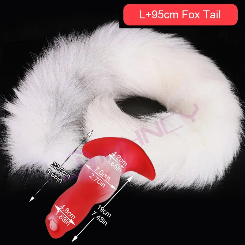 Dog Anal Plug with Tail BDSM Adult Sex Game Cosplay 18+ Anal Dildos for Women Men Silicone Soft Butt Plug Gay Sex Toys for Party