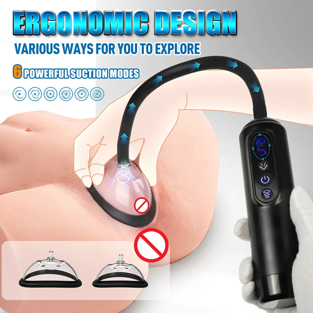 Pussy Pump Nipple Sucking Vibrator,Electric Vacuum Pussy Sucker with 6 Suction Modes,Adult BDSM Sex Toys Clit Sucker for Couples
