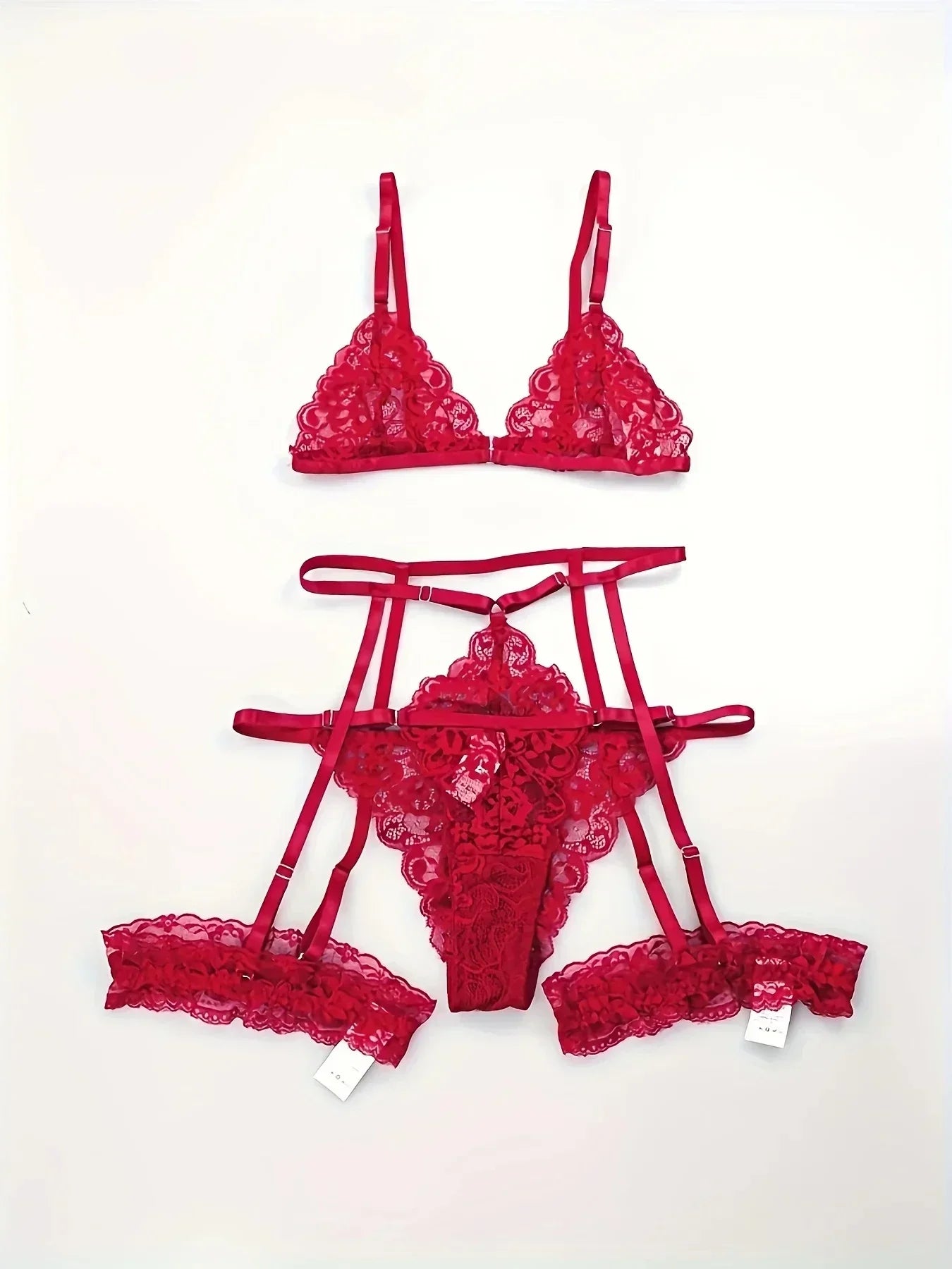 ASHBURN 3 Piece Set Sleepwear Suit Sexy Lingerie Women Thin Transparent Lace Bra Set See Through Female Erotic Underwear New
