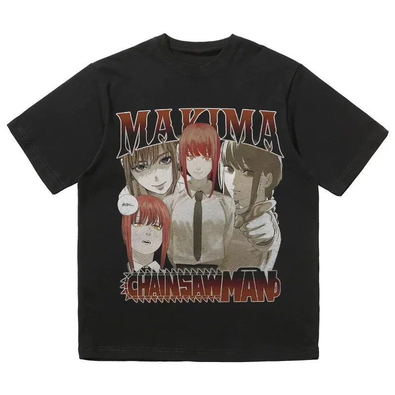 2024 Popular American T-shirt Vintage Anime Print Short Sleeve Loose Cotton Men and Women Comfortable Breathable High Quality