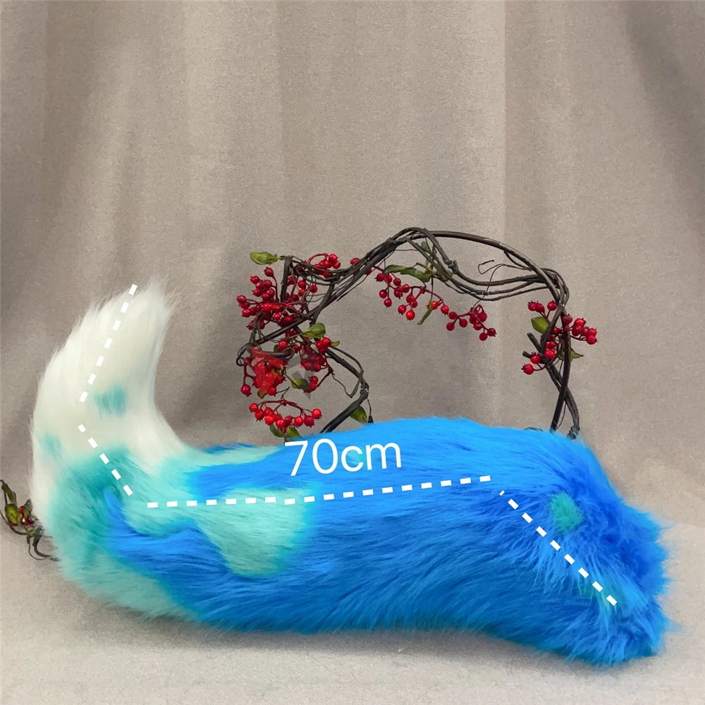 New Hand Made Work Halloween Blond Red Wolf  Wolves Ears Hairhoop Headwear Tail  Black Green Costume Accessories Custom Made