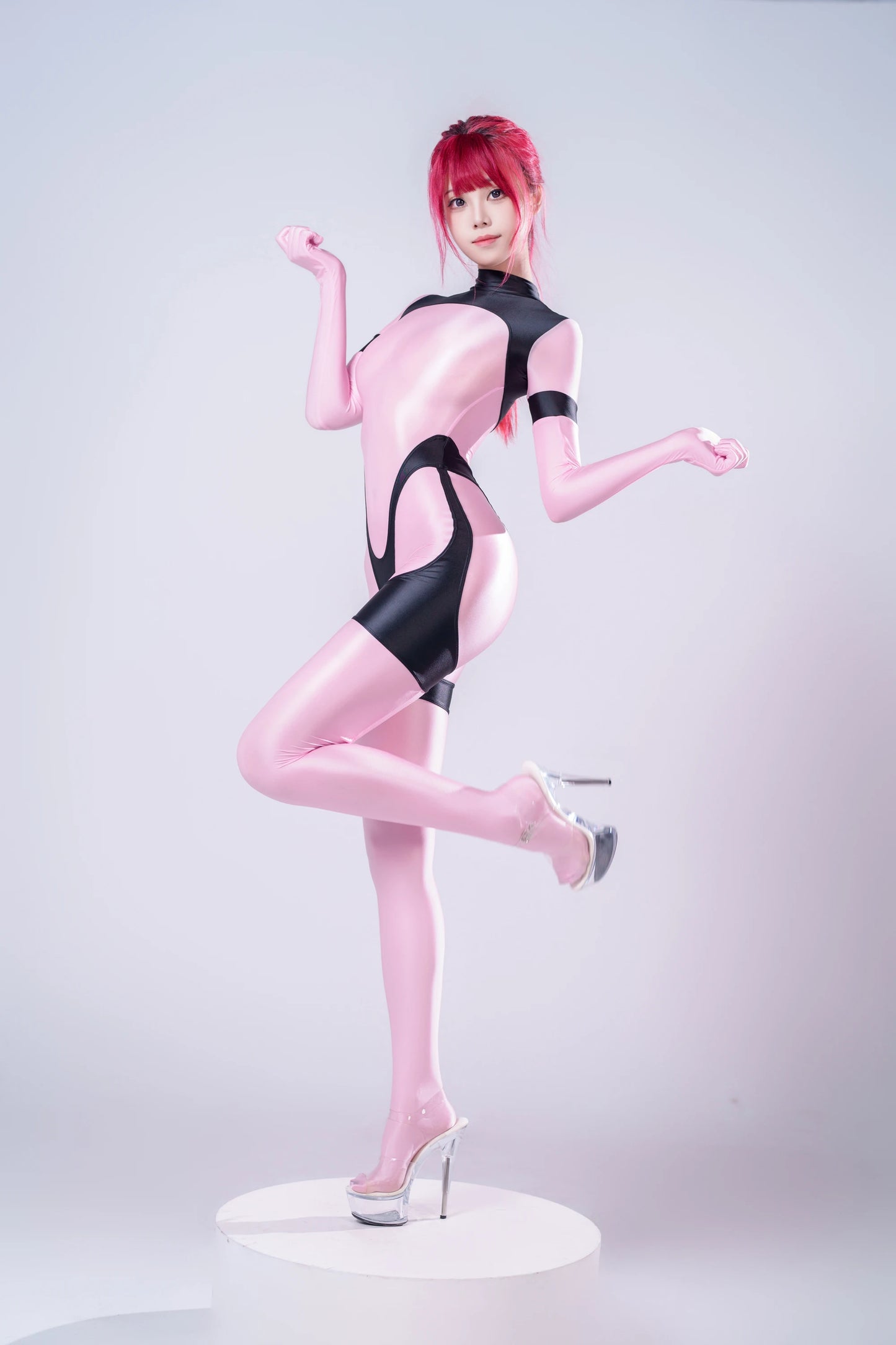 women gloss see through swimsuit Oil shiny back zipper jumpsuit body suits japanese swimsuit play the role Tights