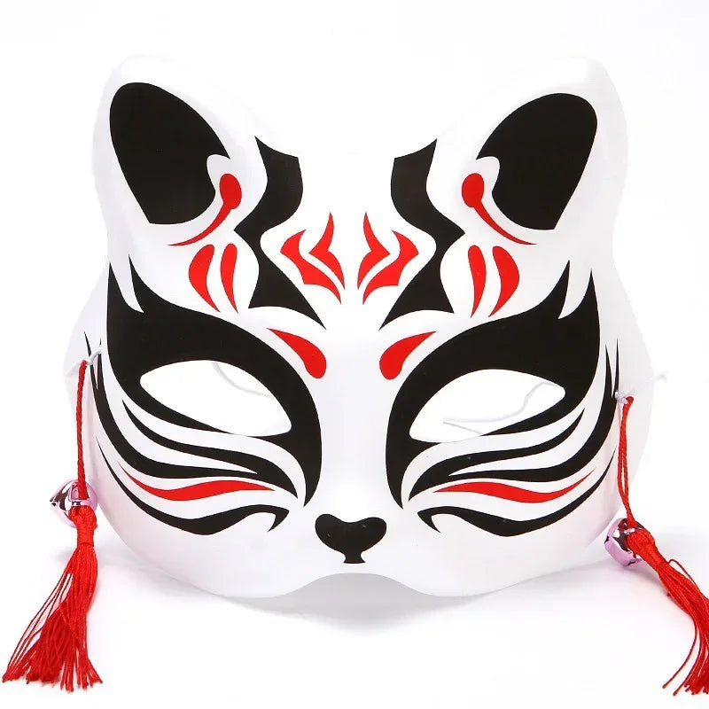 Fox Mask Japanese Cosplay Mask Half Face PVC Kabuki Kitsune Masks Masquerade Anime Cosplay Cat Mask Rave Festivals Party Props