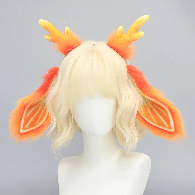 AniLV Mythical Animal Beast Furry Ear Headband Tail Forest Deer Fursuit Orange Headwear Cosplay