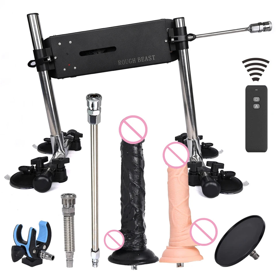 ROUGH BEAST Sex Machine for Women and Men Wireless Control 70 Watt Power Masturbation Machine with Dildo Attachments Sex Toys