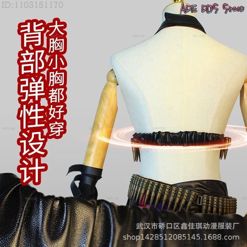 Game LOL Arcane Jinx Cosplay Costumes Wig Shorts Women bullets Decor Pow-Pow Powder Anime Game Halloween Party Roleplay