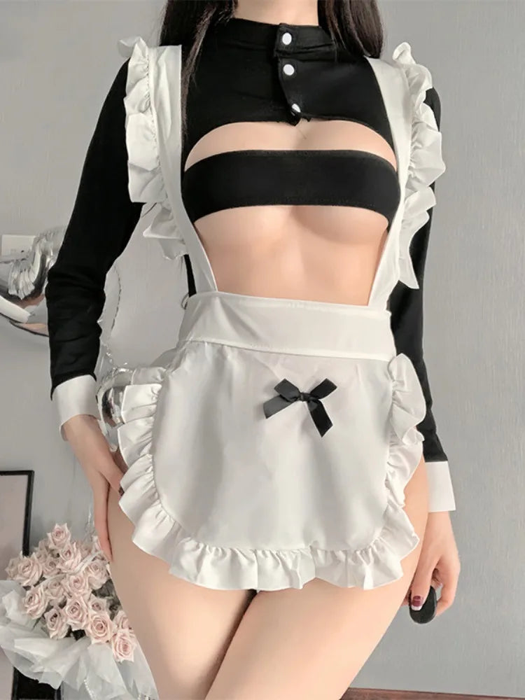 Hot Lolita Sexy Costume Cosplay Adult Womens Clothing Lingerie Sultry Bodysuit Open Bra Erotic Girl Uniform Set Female Outfit